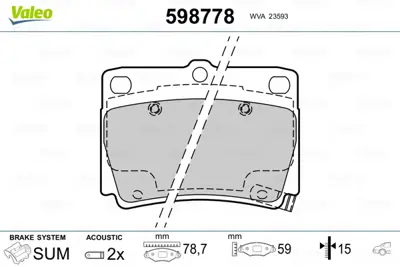 VALEO 598778 Arka Fren Balatası Pajero Iı 90>98 MR389575