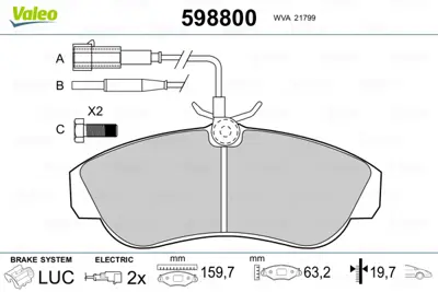 VALEO 598800 On Fren Balatası Boxer Ducato Jumper 94 02 Fıslı 425452 9945810