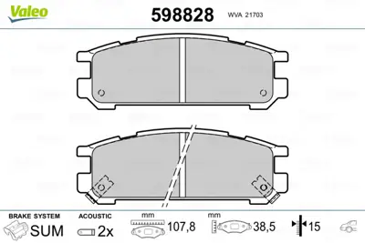 VALEO 598828 Arka Fren Balatası Impreza 4x4 92>00 Legacy 4x4 90>99 26296PA060