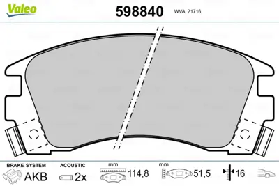 VALEO 598840 On Fren Balatası Nıssan Sunny N14 Iıı Traveller 90-96 D106067R86