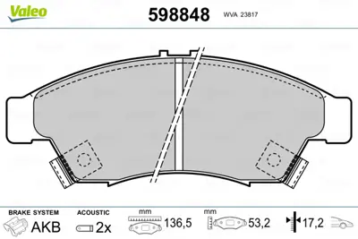 VALEO 598848 On Fren Balatası Lıana 01>07 5581054G61