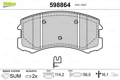 VALEO 598864 On Fren Balatası Mıtsubıshı Lancer 03-08 MR569225