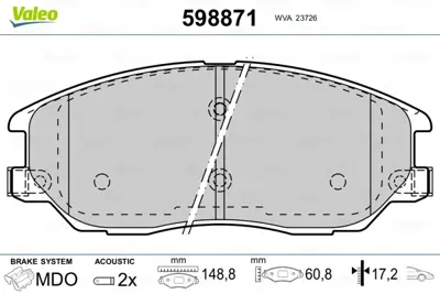 VALEO 598871 On Fren Balatası (Tk) Ssangyong Rodıus 05 2,7 Xdı 4813A21100 581013FA10 58101H1A80