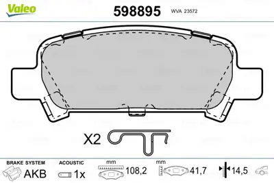 VALEO 598895 Arka Fren Balatası (Tk) Forester 2,0 / 2,0 T 97 02 Impreza 1,6 14 15 00 2,0ı Gx / 2,0ı T 00 Le 26696FC002