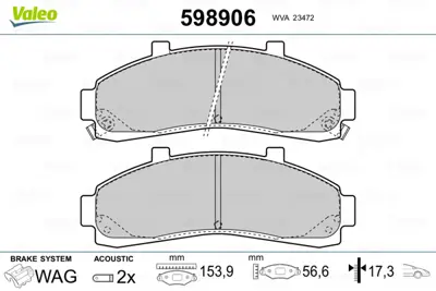 VALEO 598906 On Fren Balatası Explorer 4,0ı V6 / 4,9ı V6 92>94 F5TZ2001A U0Y93328Z