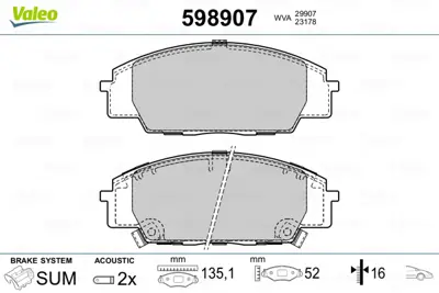 VALEO 598907 On Fren Balatası Honda Cıvıc Vı 2.0 Type-R 01-11 S2000 00-> 6450S5TE51