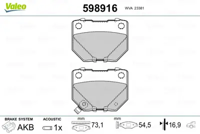 VALEO 598916 Arka Fren Balatası Subaru Impreza 2.0 2.5 Wrx Turbo 05-12 26696FE070