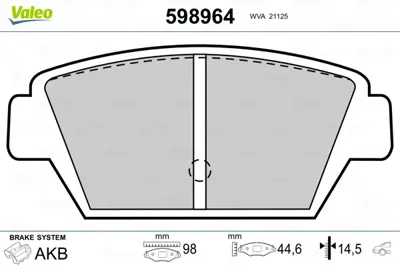 VALEO 598964 Arka Fren Balatası Eclıpse Galant 88>92 Lancer 88>93 MR389566