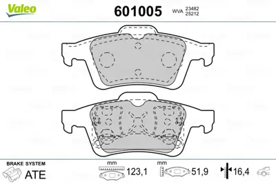 VALEO 601005 Arka Fren Balatası Laguna Iı Iıı Vectra C C Max Focus Iı 04 /> Focus Iı C Max (03 07) Connect 1,8tdc 30742031 C2Y32648ZA9A