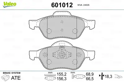 VALEO 601012 On Fren Balatası (Tk) Clıo Iıı 2005> 2,0ı Clıo Iıı 2009> 2,0ı 140 Laguna Iıı 2007> 1,5dcı / 1,6ı 3,0 7711130086