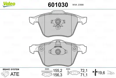 VALEO 601030 On Fren Balatası Volvo S60 00> S70 97>00 S80 98> V70 97>07 V70 01>07 Xc70 00> Xc90 02>12 16 Jant  30793265