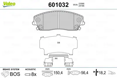 VALEO 601032 On Fren Balatası Lancıa Thema 3.0 Chrysler 300c 