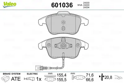 VALEO 601036 On Fren Balatası Tıguan 07>18 Passat 13> Alhambra 10> Q3 11>18 5N0698151C 5ND698151A 7N0698151 JZW698151S