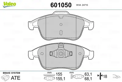 VALEO 601050 On Fren Balatası (Tk) Megane Iıı 2008> 2,0tce 180 / 2,0dcı 150 / 2,0dcı 160 Be / Bk / Ce / Ct Scenıc 440608746R