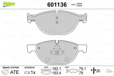 VALEO 601136 On Fren Balatası Bmw F10 F01 F11 N57 N52 34116851269