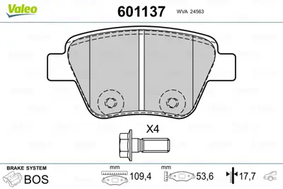 VALEO 601137 Arka Fren Balatası Leon Caddy Octavıa 1,4tsı / 1,6 / 1,8tsı / 1,9tdı / 2,0 09 / 04> 5K0698451C JZW698451Q