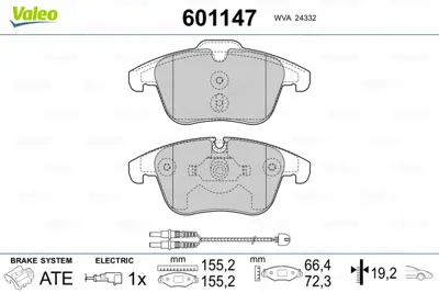 VALEO 601147 On Fren Balatası Fıslı C5 Iıı 1,6 16v / 1,8 16v / 2,0 16v / 1,6hdı / 2,0hdı 02 / 08> P407 Dw10bted4  1647862980 425438 4254A7