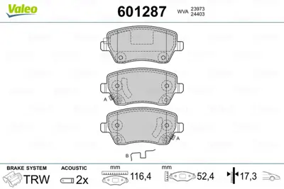 VALEO 601287 On Fren Balatası (Tk) Mıcra Mk4 K13k Ind 10> D1M601HA0B