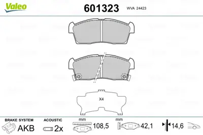 VALEO 601323 On Fren Balatası Sırıon 1,0 1,3 05> 10 Copen 1,3 06>12 Coure 07> Yrv 02> Mıev 06> Justy 07> Alto 04> 1610275680 4605A954 55810M79F10