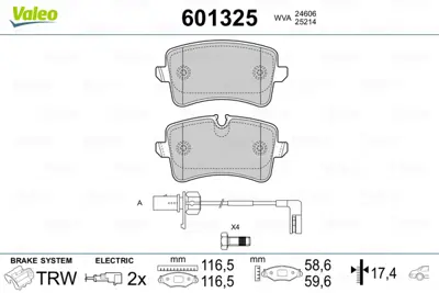 VALEO 601325 Arka Fren Balatası A6 (4g2) A6 Avant (4g5) 2,8 Fsı / 2,8fsı Quattro / 2,0tdı / 3,0tdı / 3,0tdı Quatt 9A769845100