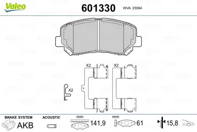 VALEO 601330 On Fren Balatası Mazda Cx-5 2012-> KDY93328Z9C