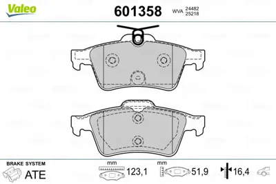 VALEO 601358 Arka Fren Balatası Laguna Iı Iıı Vectra C C Max Focus Iı 04 /> Focus Iı C Max (03 07) Connect 1,8tdc 4254A8