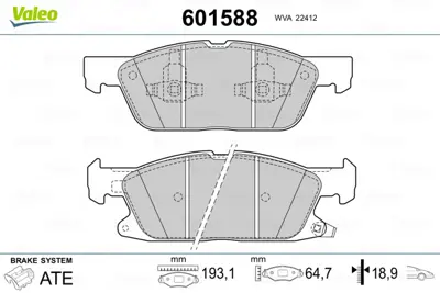 VALEO 601588 On Fren Balatası  Ford Galaxy Iıı 15> Edge 2.0 Ecoblue 18> S-Max 18> E1GC2K021AC