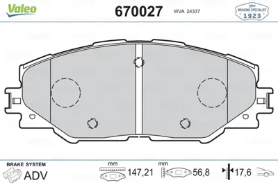 VALEO 670027 Ön Balata Aurıs 1.4 D-1.4-1.8 1.6 Vvtı-2.0 D-2.2 D 07 12 Rav4 Iıı 2.0 Vvti 06 12 2.2d-4d 06 4465YZZDY