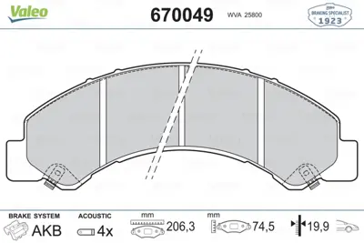 VALEO 670049 Dısk Fren Balatası (Ön) Isuzu Grafter 3.0d 10/08> 