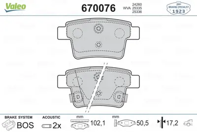 VALEO 670076 Arka Balata Pronto Gen 04 