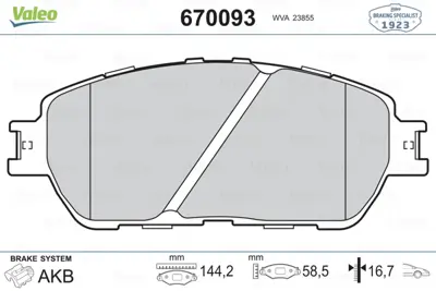 VALEO 670093 On Fren Balatası Toyota Prevıa Tarago 446528510