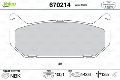 VALEO 670214 Arka Balata Mazda 626 1.6 1.8 2.0 91-97 GAYE2643ZC