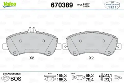 VALEO 670389 Dısk Fren Balatası (Ön) Mercedes Glk200 2.1d 07/10> Mercedes Glk220 2.1d 06/08> Mercedes Glk250 2.1d A0054209220