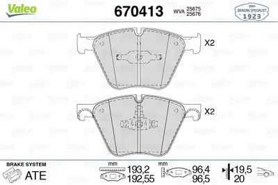 VALEO 670413 Fren Balatası On Bmw F07 F01 E70 F15 E71 E72 34116799864