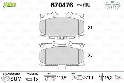 VALEO 670476 Dısk Fren Balatası (Ön) Nıssan 200sx 2.0 10.93 - 12.99 Subaru Impreza Estate/Wagon (Plus) 2.0 Turbo  26296FE090 D106074F92