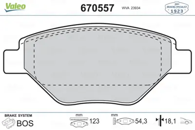 VALEO 670557 On Fren Balatası Megane Iı 1,4ı 16v Sedan 98hp 02> 7701207673