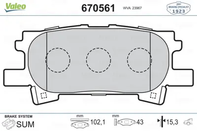 VALEO 670561 Arka Balata Lexus Rx 300 350 400 05/2003-2008 Tüm Tekerlekleri Çekişli 