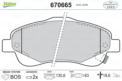 VALEO 670665 Fren Balatası On Toyota Avensıs 03-08 Corolla Verso 04-07 4465YZZEB