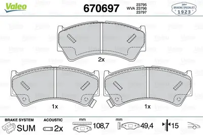 VALEO 670697 On Fren Balatası Suzukı Baleno 5581064G01