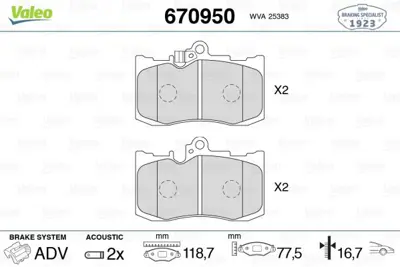 VALEO 670950 Dısk Fren Balatası (Ön) Lexus Gs300/Gs350/Gs450h/Gs460 Lexus Rc 350 09/14> 