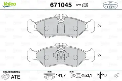 VALEO 671045 Arka Balata Vw Lt28 Lt35 Lt46 Küçük Tip 