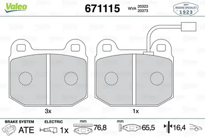 VALEO 671115 Dısk Fren Balatası (Ön) Alfa Romeo 75 05.88 - 12.92 