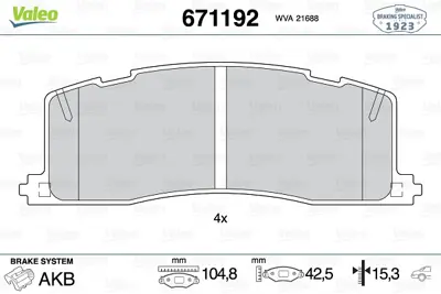 VALEO 671192 Arka Disk Fren Balatası Toyota Previa 2.4 05/90-01/00 Toyota Previa 2.4 01/90-07/97 449228020