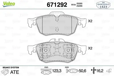 VALEO 671292 Arka Disk Fren Balatası Renault Latitude 2.0/2.5/1.5d/2.0d/3.0d 02/11 440608281R