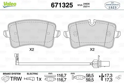 VALEO 671325 Arka Balata Audı A4 R84 12 A5 13 A6 11 A7 14 Q5 12 2.0tdi 3.0tdi Porsche Macan 14 9A769845100