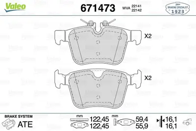 VALEO 671473 Arka Balata Volvo S90 16 V90 V60 Xc60 Xc90 14 Jaguar Xe Landrover Dıscovery Rangerover Evoque 14 32233035 LR110327 T2H9989 T2R36215