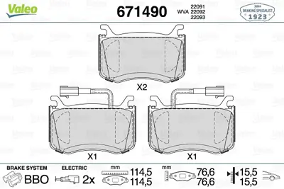 VALEO 671490 Dısk Fren Balatası (Ön) Alfa Romeo Gıulıa 2.0/2.0d 10/15> 