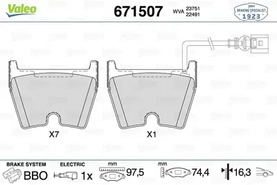 VALEO 671507 Dısk Fren Balatası (Ön) Audı Rs3 Quattro 2.5 04/17> Audı Rs3 Sportback Quattro 2.5 02/15> Audı Rsq3  8V0698151N