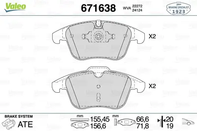 VALEO 671638 Fren Balatası On Jaguar Xe X760 15> T4N9759