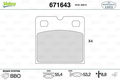 VALEO 671643 Arka Balata Audı R8 07 14 Stype 2.5 V6-4.2 V8-R 4.2 V8 Xk 06-14 420698451D